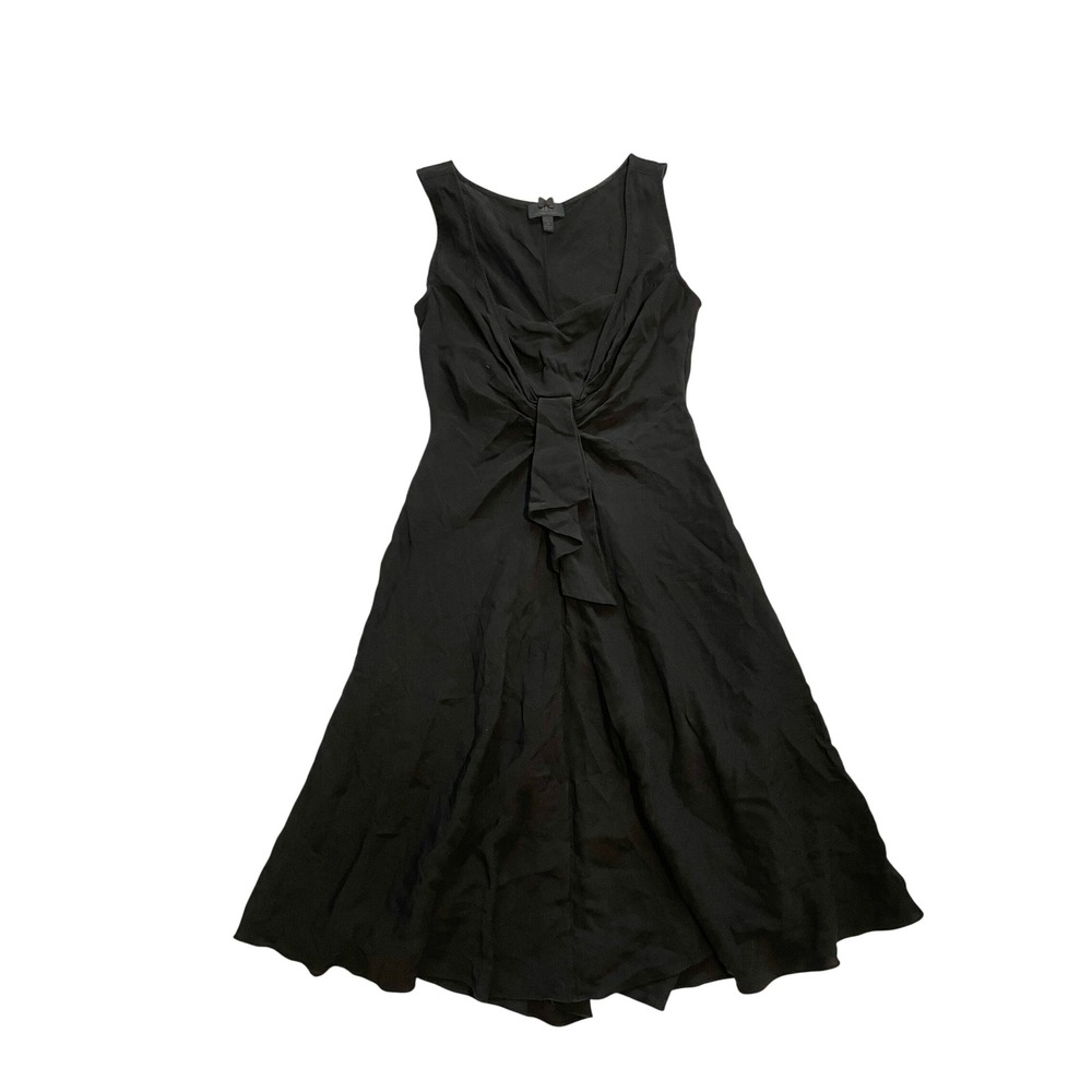 Banana Republic Black Silk Blend Twist Front Ruffle Midi Dress Size 8 Sleeveless